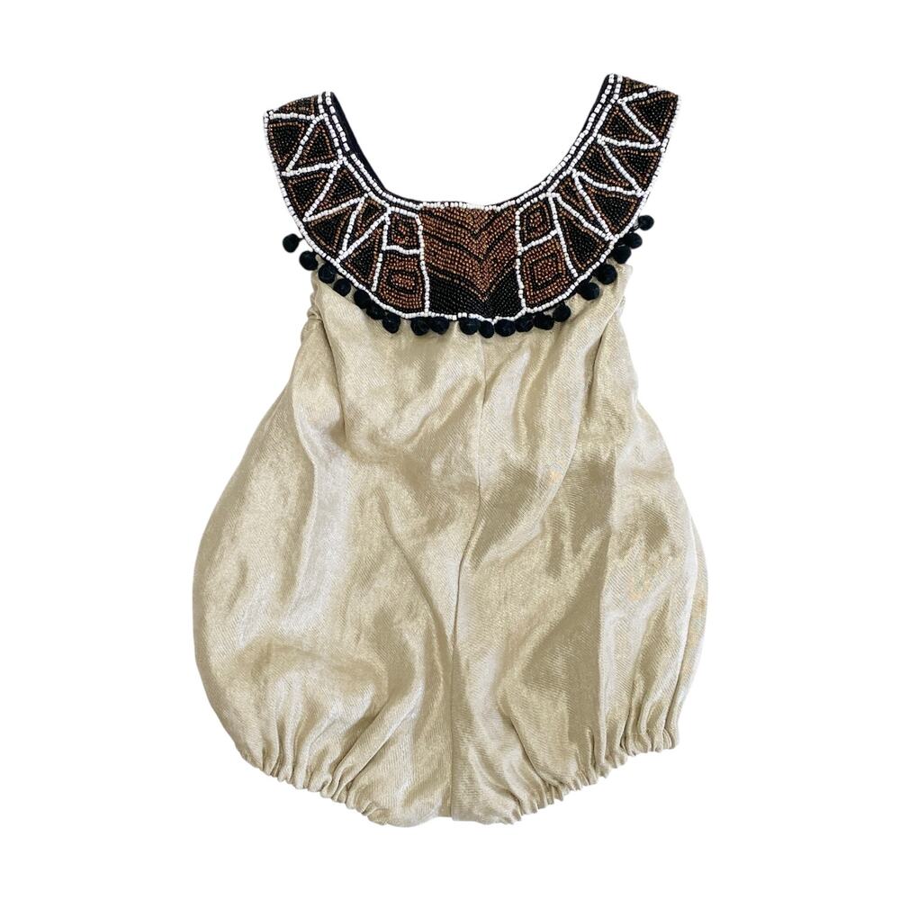 Brass Razoo Metallic Gold Beaded Romper